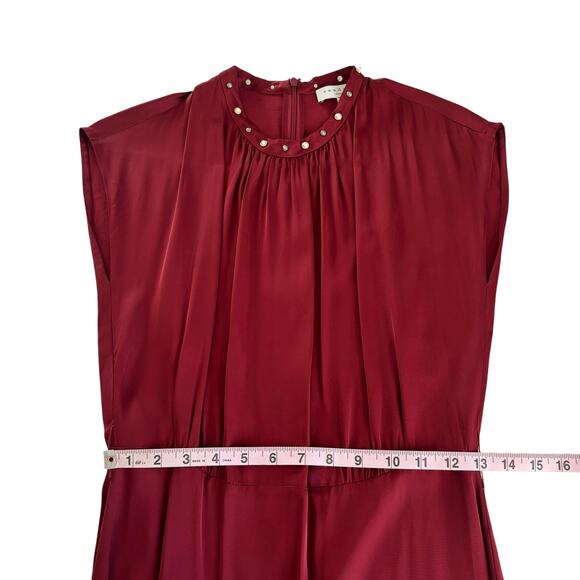 Sandro Conique Merlot Burgundy Embellished Neckline Midi Dress Women’s EU 36 - Picture 8 of 11